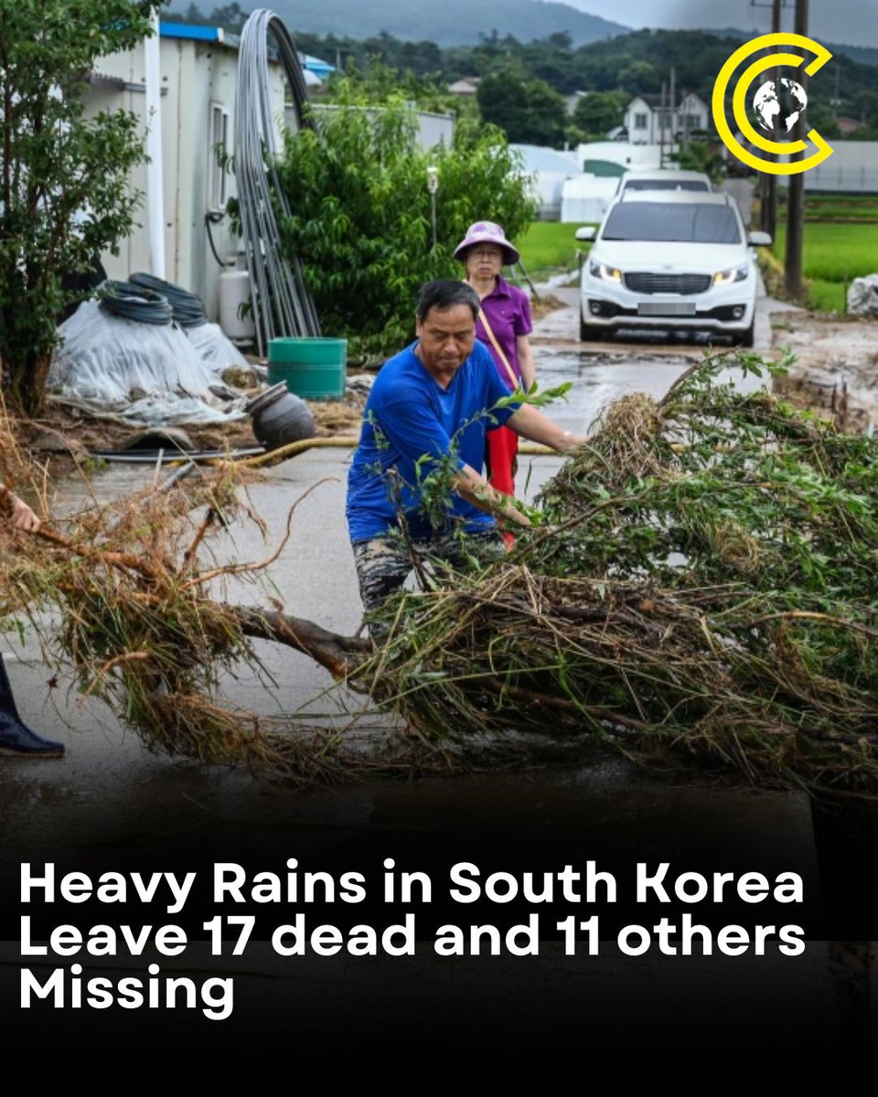 clr_cut's tweet image. Torrential rains that slammed South Korea for five days have left 17 people dead and 11 others missing, the government said Sunday.
One person was killed on Sunday after their house collapsed during heavy rain and another person was found dead after being swept by a swollen…