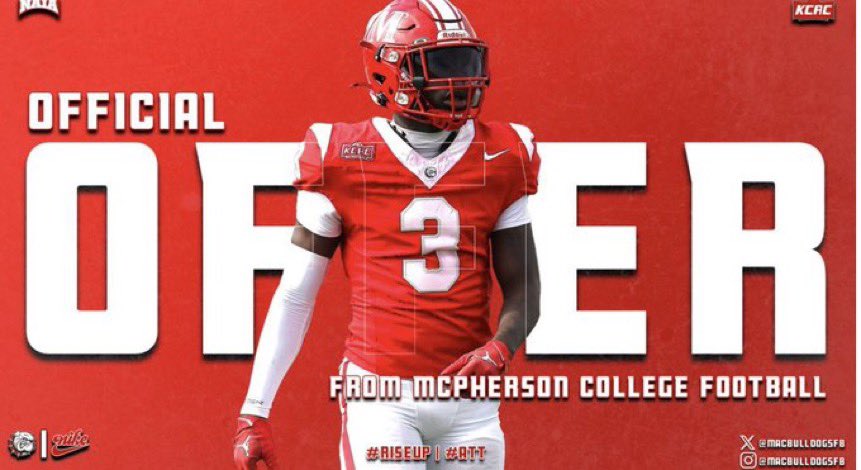 Benjiburton07's tweet image. Blessed to receive an offer from @MikeGant99 to play football at McPherson College!!
@MACBulldogsFB @OEFootballboost @OEHawksFootball @TopSpeedLLC