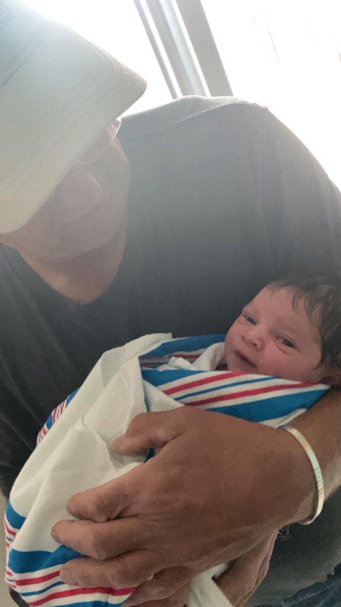 bigwig03's tweet photo. Farm Papa with his new grand baby Amoura https://t.co/s8m0lYlgCy