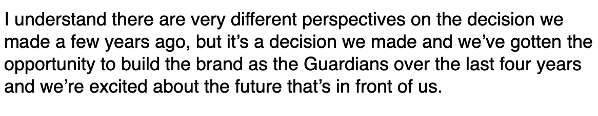 ZackMeisel's tweet image. Guardians president Chris Antonetti, on the team name: