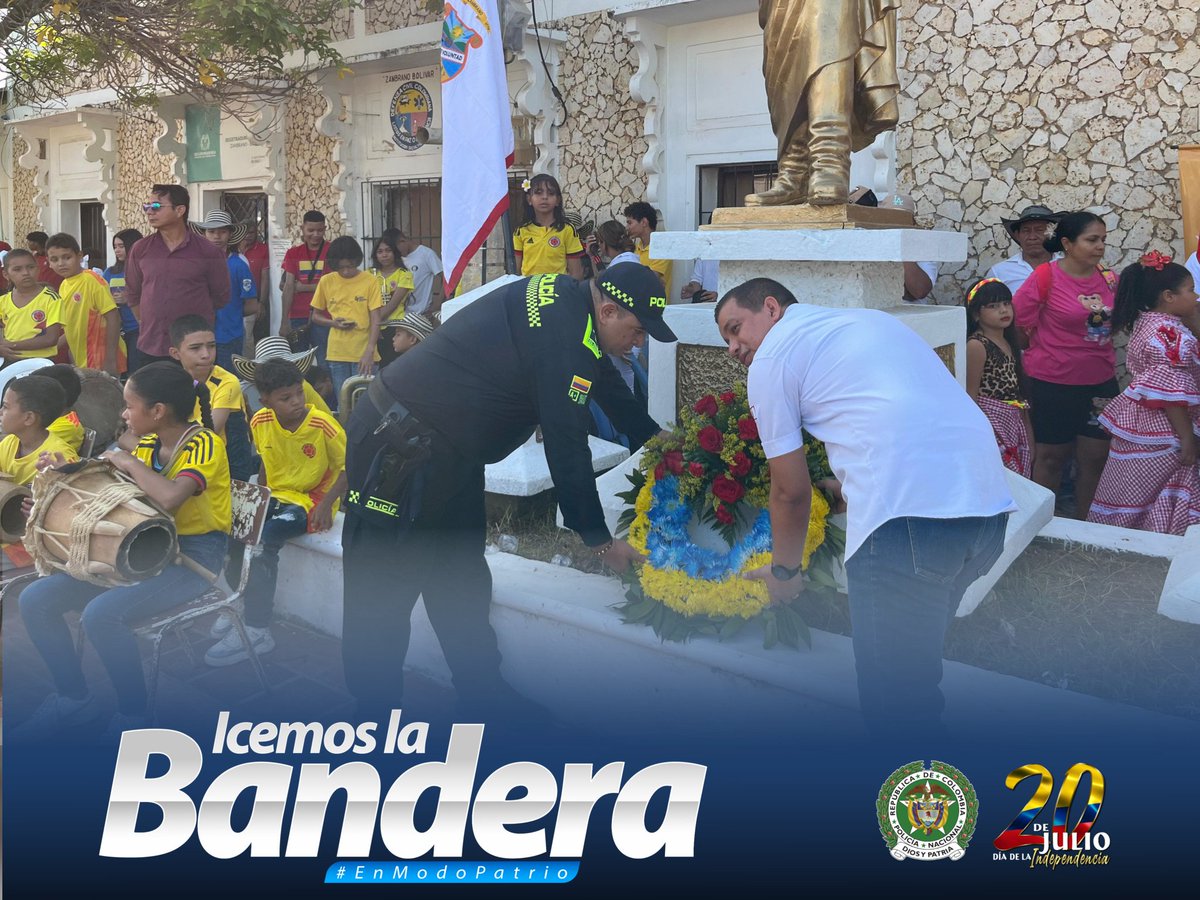 PoliciaBolivar's tweet photo. 🇨🇴✨ #Zambrano| Hoy celebramos la libertad, la identidad y la fuerza de nuestro pueblo. En el departamento de #Bolívar, conmemoramos el pasado para construir un futuro más justo, más libre y más nuestro. #20DeJulioEnElTerritorio #enmodopatria https://t.co/AZjIa9pT9A