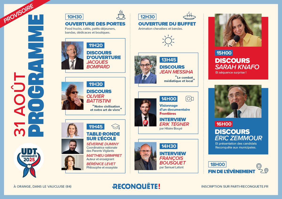 Bousquet_FR's tweet image. 🔴Retrouvez-moi le 31 août prochain à l’UDT de @Reconquete_off !