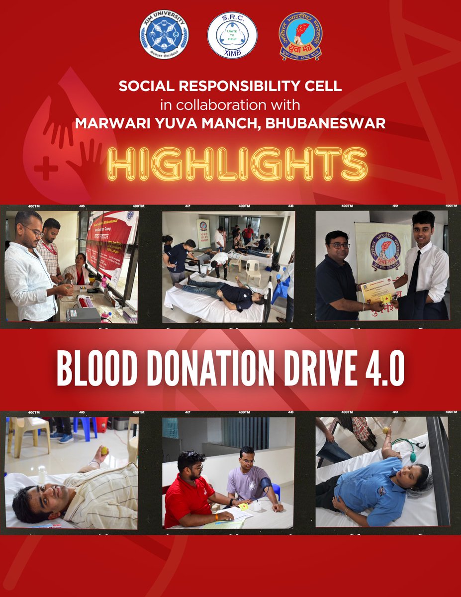 srcximb's tweet photo. We’re proud to share the success of Blood Donation Drive 4.0 by SRC XIMB, in collaboration with Marwari Yuva Manch!

Thank you to all donors, SEC, RSec &amp; MYM for your support. Together, we’re building a stronger, more compassionate community. 🩸✨

#XIMB #SRC #BloodDonationDrive https://t.co/kJTeJxyzM5