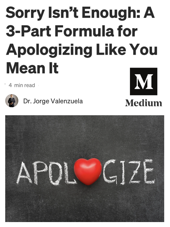 JorgeDoesPBL's tweet image. Most people say “sorry” just to move on.
Real apologies sound like this:
1️⃣ I’m sorry.
2️⃣ It’s my fault.
3️⃣ How can I make it right?
It’s not about guilt, it’s about growth and that’s real leadership.
More here: bit.ly/40sRFKt
#ReflectionSunday…