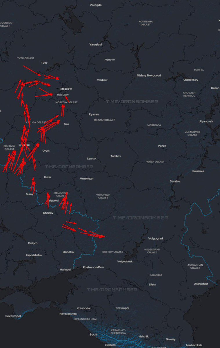 DrnBmbr's tweet image. 🇺🇦16:15 | 20/07
Approximate flight routes of our UAVs:
🔴 Red arrow – directions of loitering munition/strike UAVs;
All information regarding the routes is taken from Russian sources.