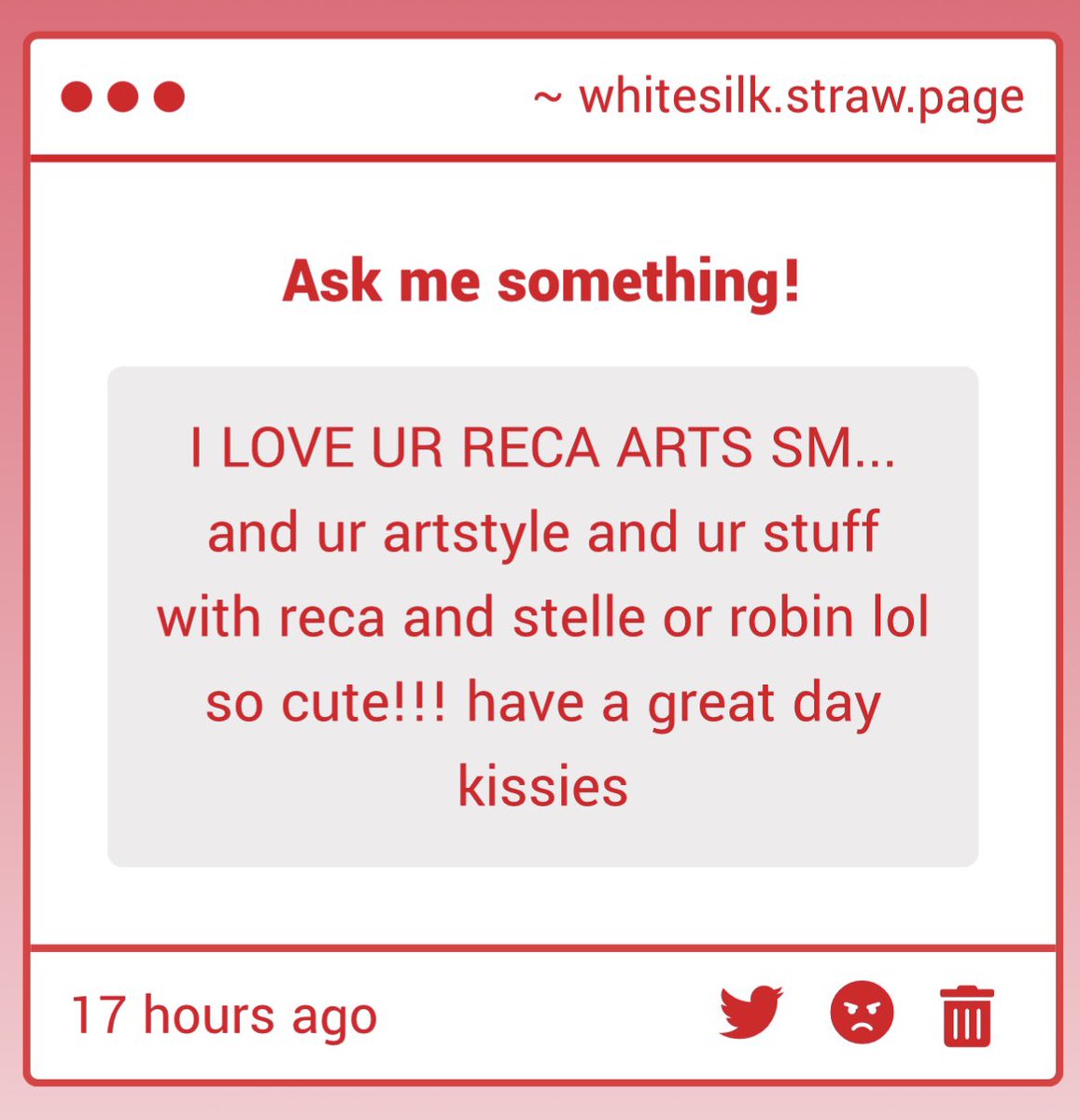your_whitesilk's tweet image. Thank you! &lt;3 I’ve been enjoying “Reca &amp; The Girls” genre lately