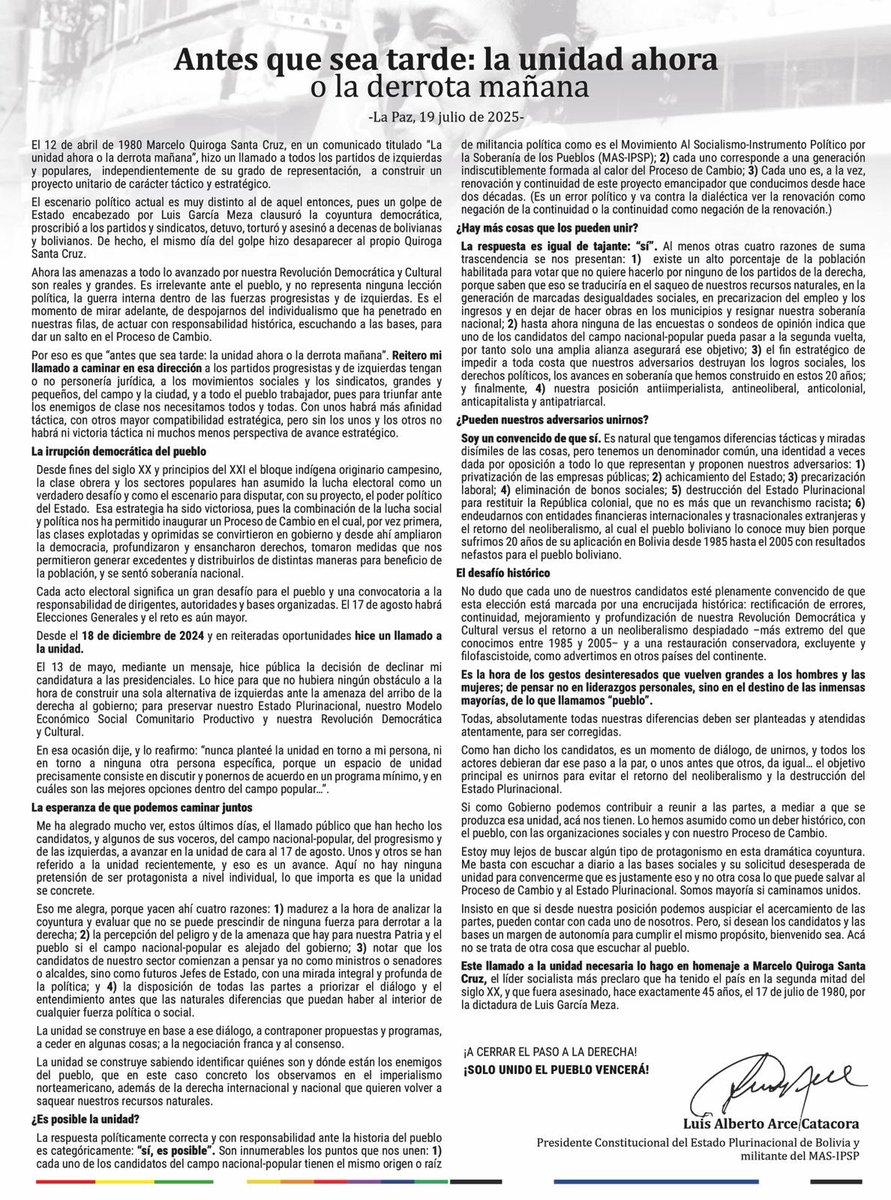 ¡Solo la unidad del pueblo vencerá!