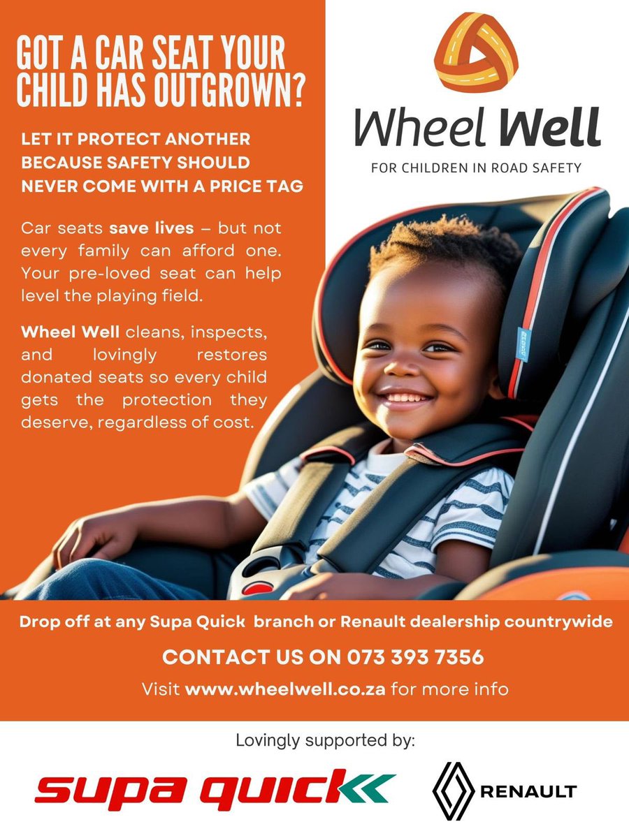 TellTheTruth_SA's tweet image. If affording a car seat feels overwhelming, remember that you are not alone. @WheelWellZA is committed to supporting families by offering refurbished car seats that are fully cleaned, inspected, and made safe for the next little passenger. 

Your child’s safety on the road is…