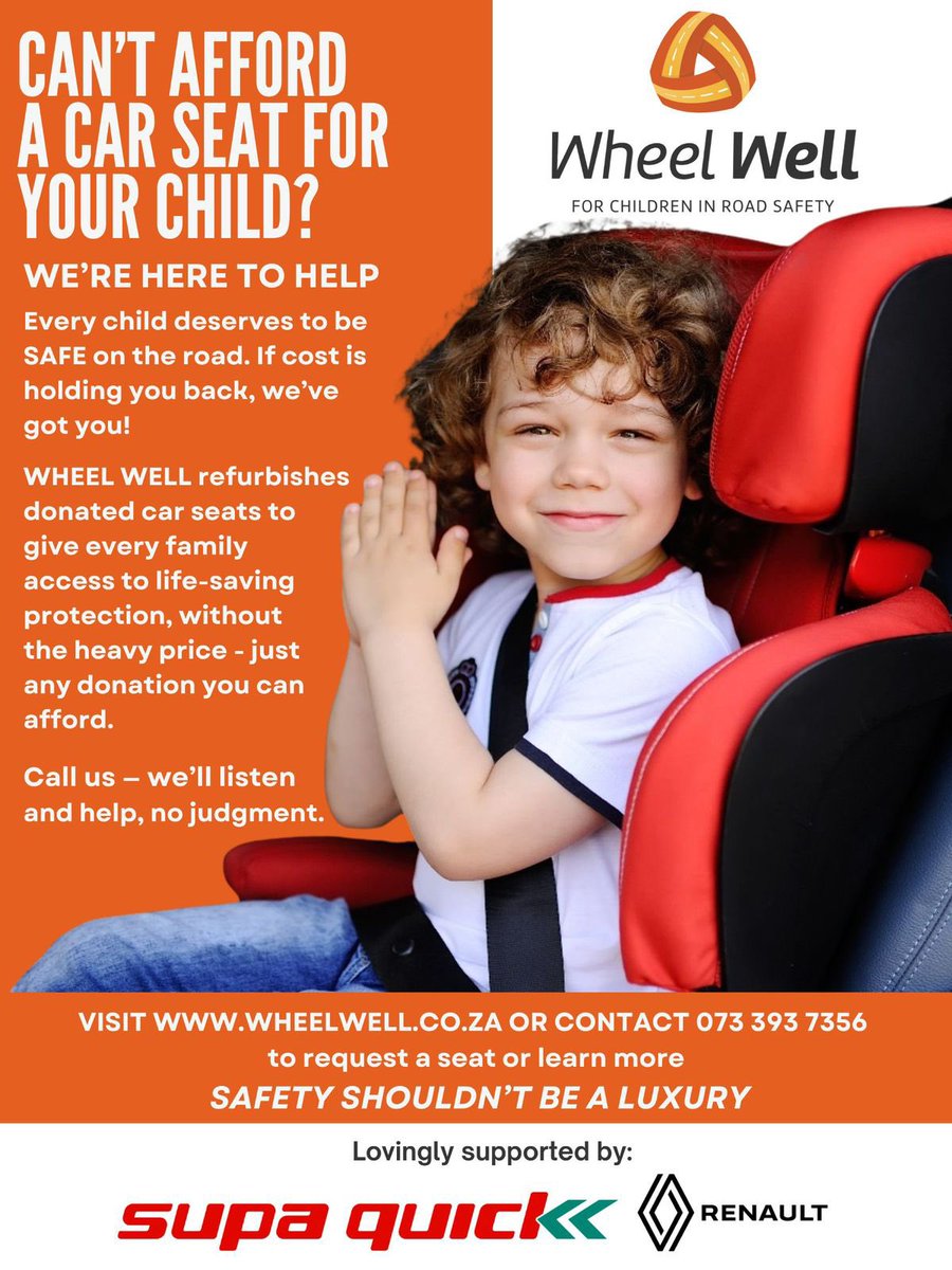 TellTheTruth_SA's tweet image. If affording a car seat feels overwhelming, remember that you are not alone. @WheelWellZA is committed to supporting families by offering refurbished car seats that are fully cleaned, inspected, and made safe for the next little passenger. 

Your child’s safety on the road is…