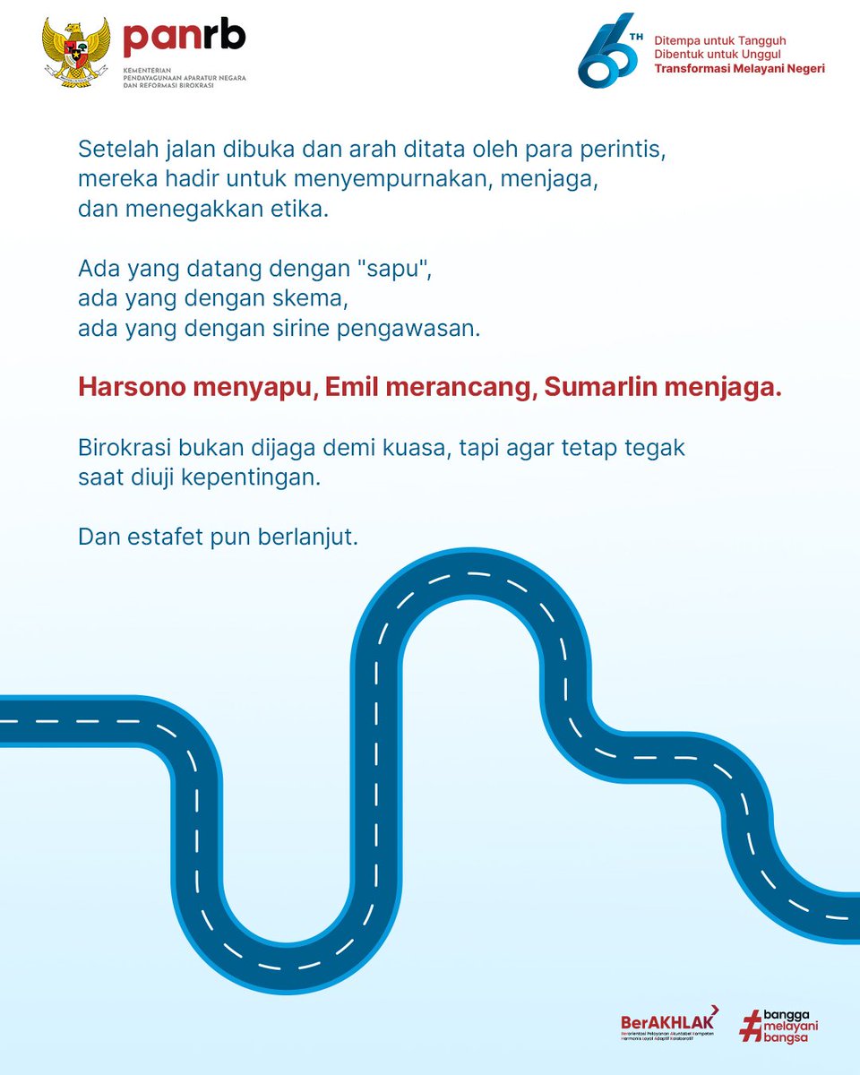 kempanrb's tweet photo. Di bawah kepemimpinan ketiganya beragam terobosan lahir dan birokrasi terus ditata agar tetap tegak kala diuji beragam kepentingan.
__
#KemenPANRB
#MenPANRB
#HUT66PANRB
#MenteriPANRBdariMasakeMasa
#MenteriPANRBdalamDinamikaZaman https://t.co/gLxLbqrHQ5