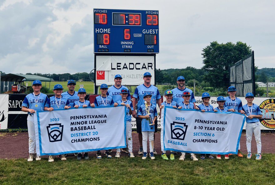 Congrats to Lehigh LL 8-10 on becoming District 20 and Section 6 champions! They begin their state title run tomorrow against Dubois!