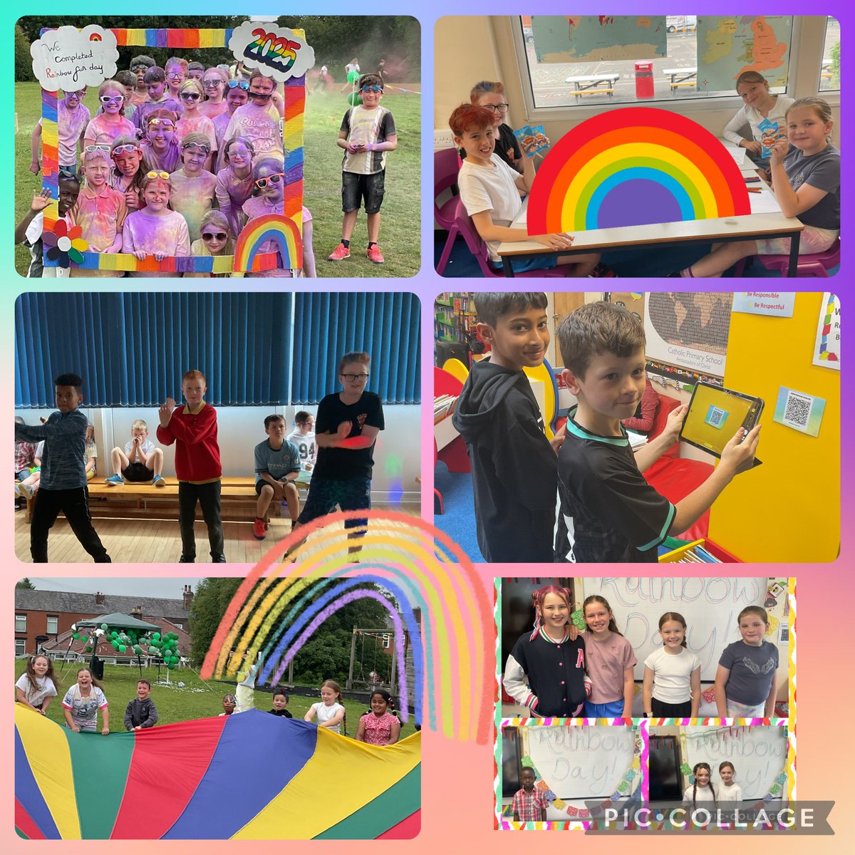 Year 5 having a fantastic time at our PTFA Sponsored Rainbow Fun Day. Everyone had a brilliant time. #ptfa
