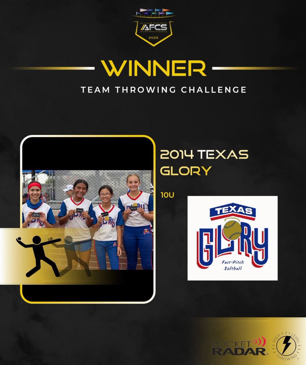 Texas Glory (@texasglory) on Twitter photo 2014 Texas Glory wins the 2025 10u AFCS Team Throwing Challenge.
<a href="/thealliancefp/">The Alliance Fastpitch</a> @tflfastpitch <a href="/EastonFastpitch/">Easton Fastpitch</a> <a href="/RIPITSports/">RIP-IT</a> 2014 Texas Glory wins the 2025 10u AFCS Team Throwing Challenge.
<a href="/thealliancefp/">The Alliance Fastpitch</a> @tflfastpitch <a href="/EastonFastpitch/">Easton Fastpitch</a> <a href="/RIPITSports/">RIP-IT</a>