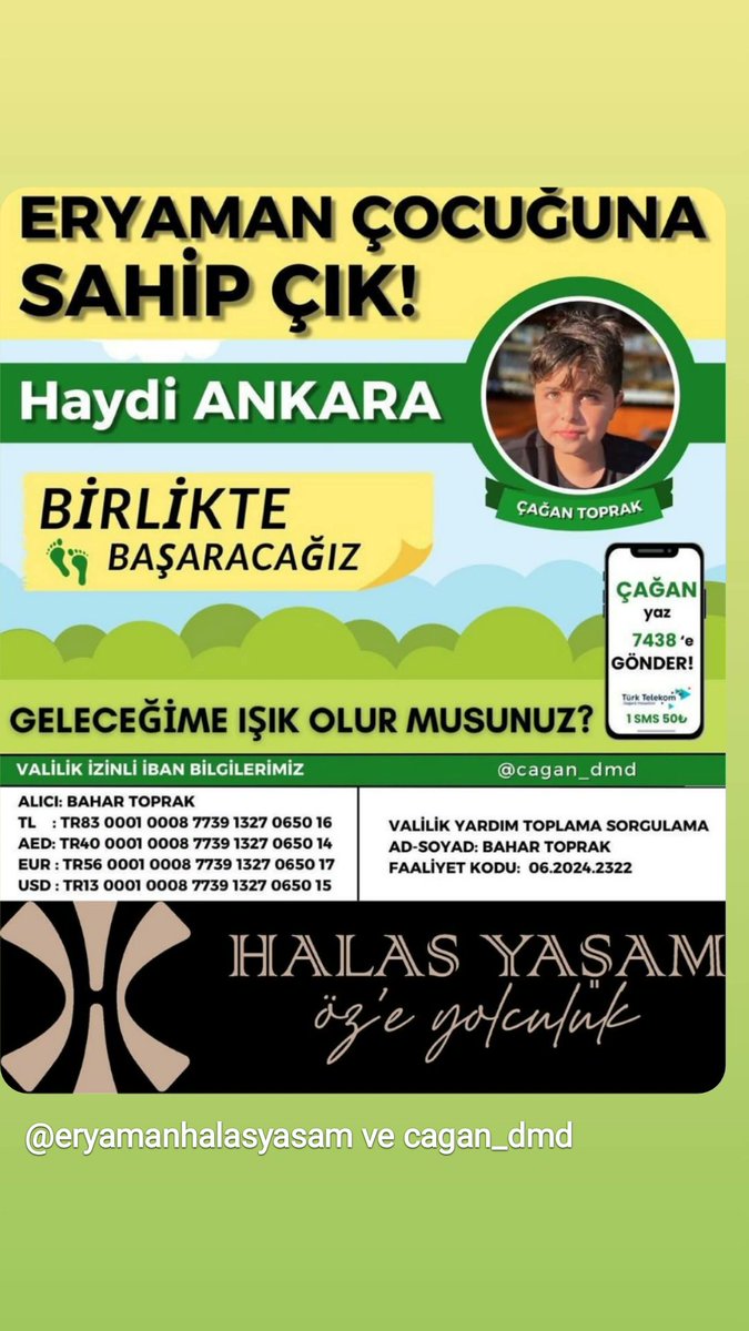 Çağan’ımızın tatili yok...
O hâlâ ilacını bekliyor, hâlâ nefesi için mücadele ediyor.
Kuzumuz, birilerine sesini duyurmak için elinden geleni yapıyor.
Ne o vazgeçiyor ummaktan,
Ne de biz vazgeçiyoruz inanmaktan!

Haydi canlar, bugün de bir destek olalım Çağan’a.
Bir paylaşım, bir