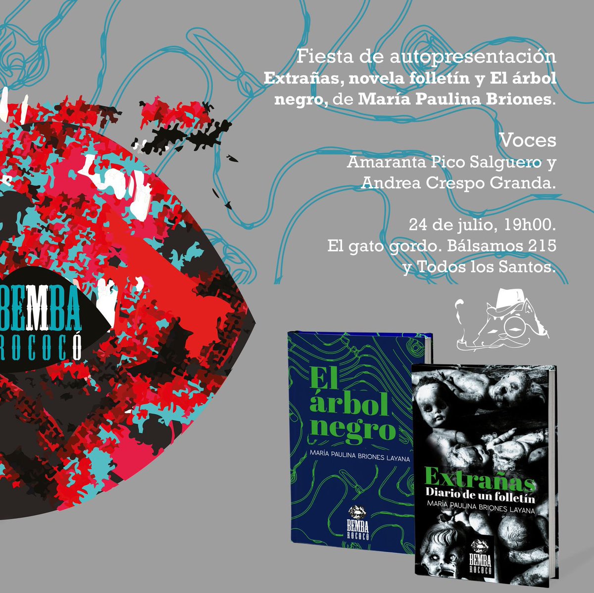 Invitad@s a la fiesta de auto presentación de Extrañas y El árbol negro en El Gato gordo de los libros