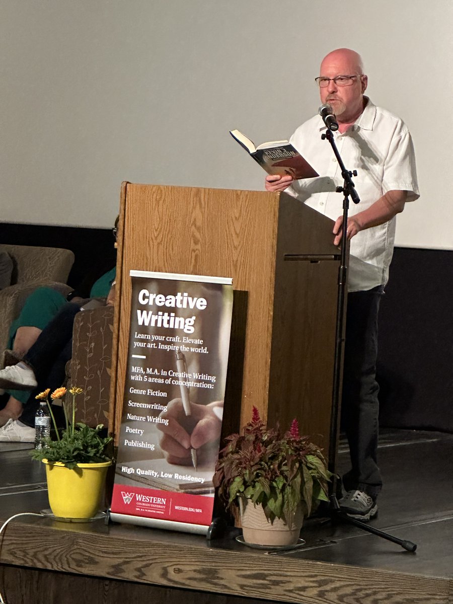 TheKJA's tweet image. Last night's faculty reading at Western Colorado University. I read "Controlled Experiments"—"There were rats in the soufflé again." @WesternGPCW