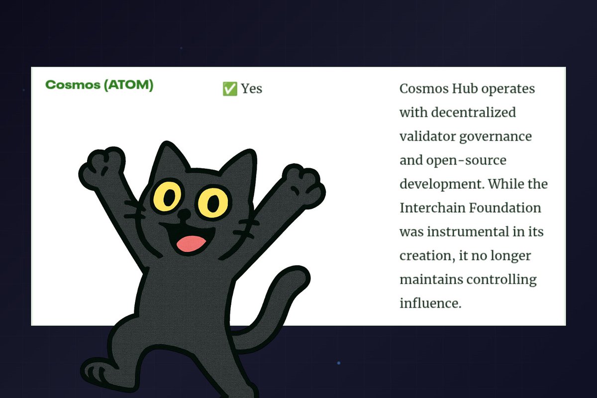 9/ $ATOM's Decentralization Victory ⚡

Cosmos Hub was one of those 7 chains with truly decentralized governance and no foundation calling the shots. The community makes decisions. This is genuine decentralization under the new law.