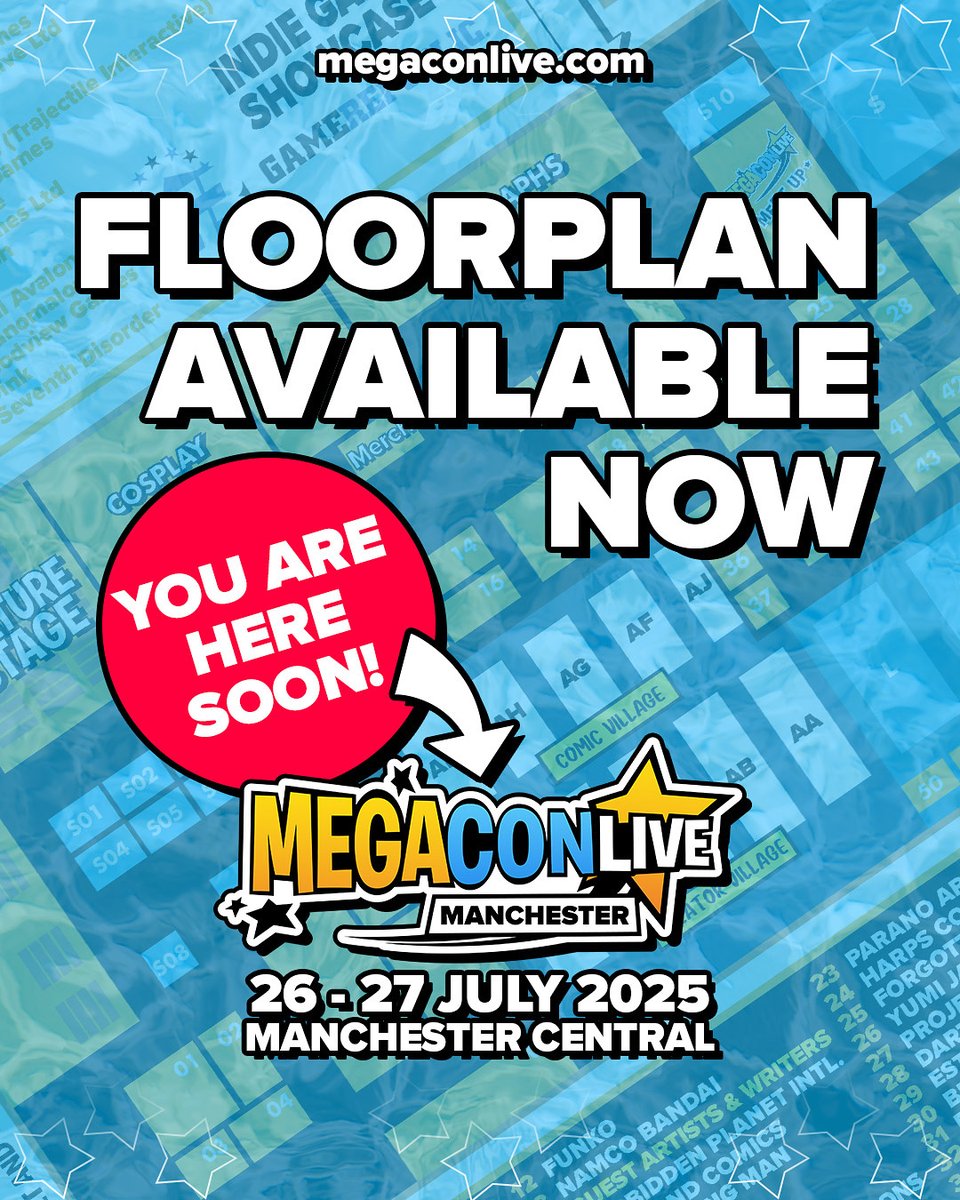 megaconlive's tweet image. 6 until MegaCon Live Manchester! ⭐️ Join us at Manchester Central next weekend (26-27 July) and explore our expo hall, meet guests, catch panels and find your fandom!
Not long to go!! Check out floor plan, schedules and more at megaconlive.com 💫