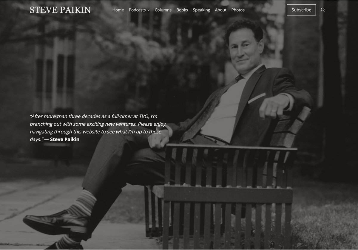 Sean_Rasmussen's tweet image. Got a chance to work with one of my favourite Canadian journalists, @spaikin , recently-- building out his new website. He's starting a new post-Agenda career, with his flagship new show "The Paikin Podcast". Find out more on the website: stevepaikin.com