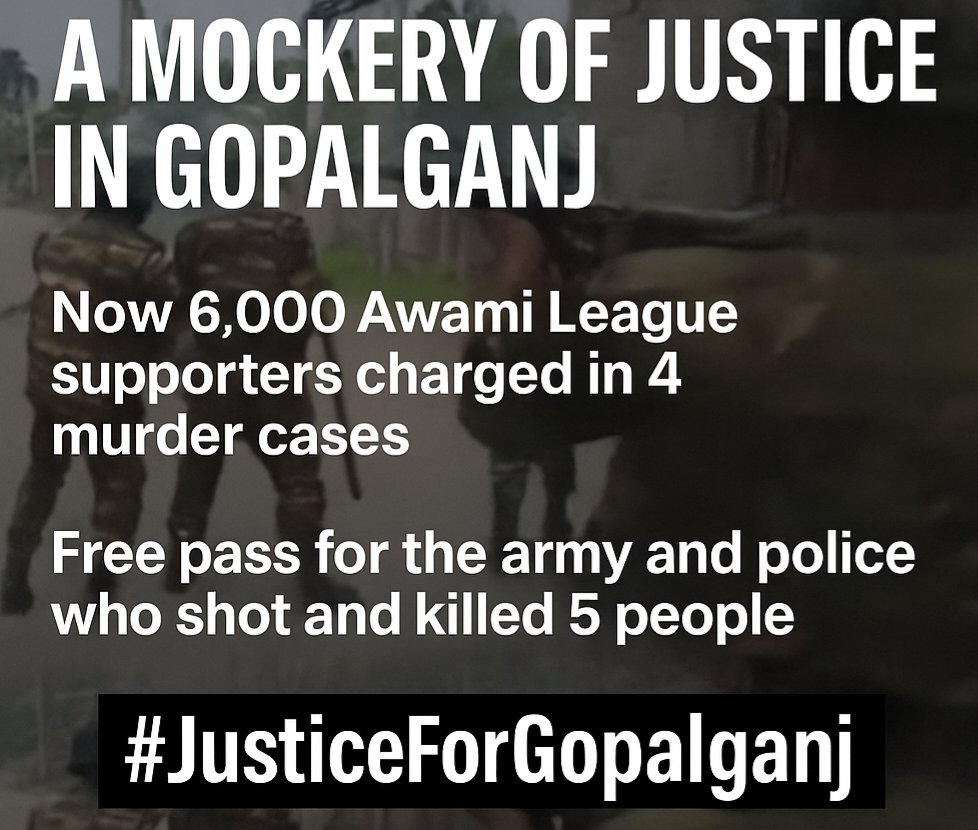 bdwatch2024's tweet image. The #Yunus Govt has finally filed 4 murder cases regarding the deaths of protesters in #Gopalganj on 16 July. There's a problem however- The cases implicate around 6,000 AL activists and supporters and not the police and army who actually did the shooting and killing!
With…