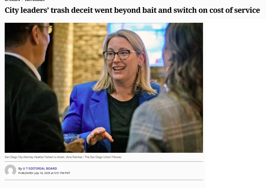 sdcta's tweet image. The mayor and council may be able to save residents some money if they put up some or all of #SanDiego's trash collection services for competitive bid.
"Under a 2006 City Charter amendment approved in a landslide by voters, the city is explicitly allowed to use a 'managed…