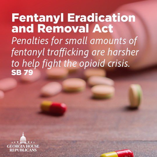 10thDGeorgiaGOP's tweet image. 📢 Another 2025 Legislative Accomplishment
Georgia Republicans passed SB 79 – the Fentanyl Eradication and Removal Act this session.

✅ Harsher penalties for fentanyl trafficking
✅ Cracks down on even small amounts
✅ A bold step in the fight against the opioid crisis #gapol
