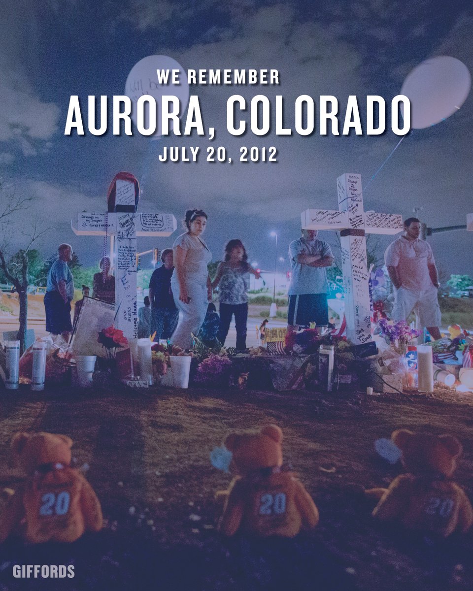 GIFFORDS_org's tweet image. Thirteen years ago today, 12 people were shot and killed at a midnight screening of The Dark Knight Rises in Aurora, Colorado. 70 others were injured and an entire community was devastated.
Our hearts are with the victims, survivors, and their loved ones who turned their pain…