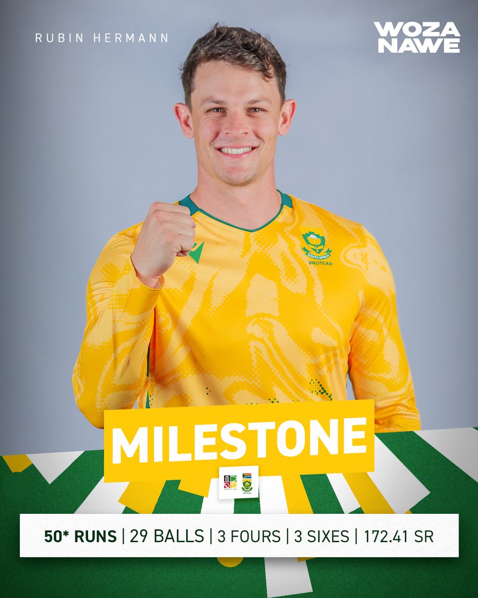 A Rubin Hermann Masterclass 🔥

Elegant, powerful, and full of intent. A superb half-century anchoring the chase with class and control 💪🏏

#WozaNawe