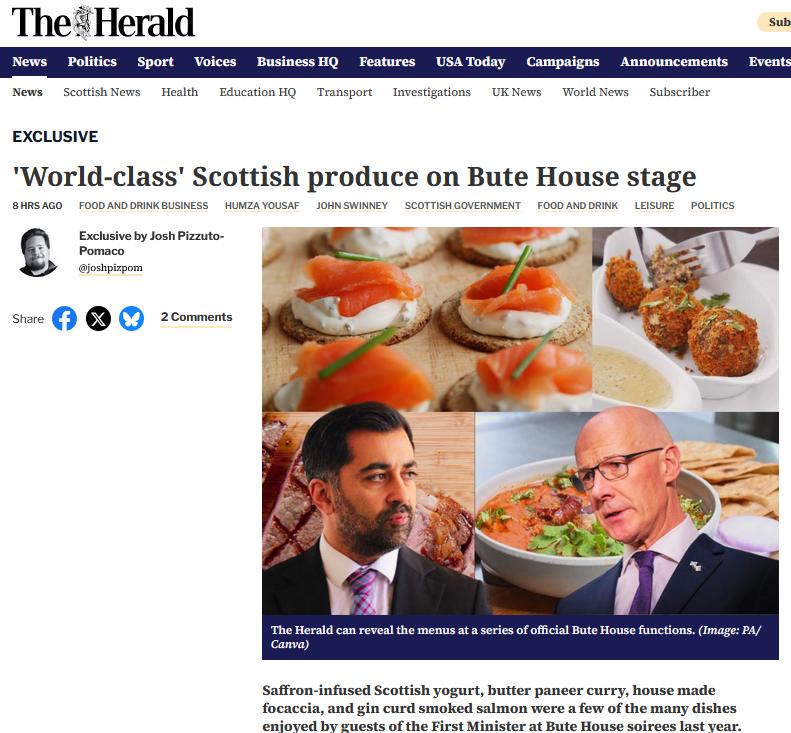 TheGAAIA's tweet image. ''World-class' Scottish produce on Bute House stage' reports @heraldscotland
Smoked salmon was served to guests of the First Minister of Scotland at Bute House soirees last year - quelle surprise a few houses along Charlotte Square lives the $almafia's Yuri Lopatinsky.......