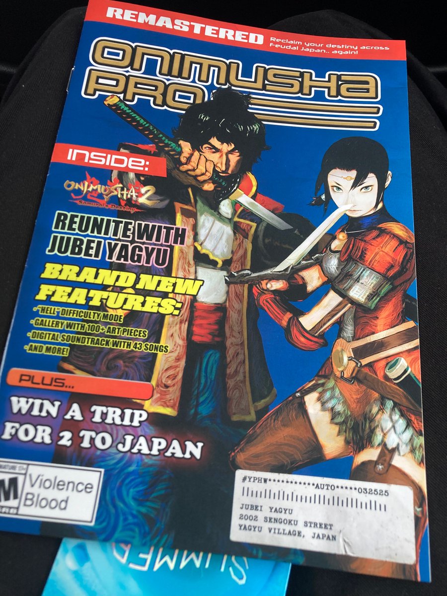 GameHistoryOrg's tweet image. Given out at Summer Game Fest 2025 and via mail-in, and now added to the VGHF Library, this half-sized, 8 page promo for Capcom&apos;s Onimusha 2 remaster is designed to look like a classic &apos;90s magazine.