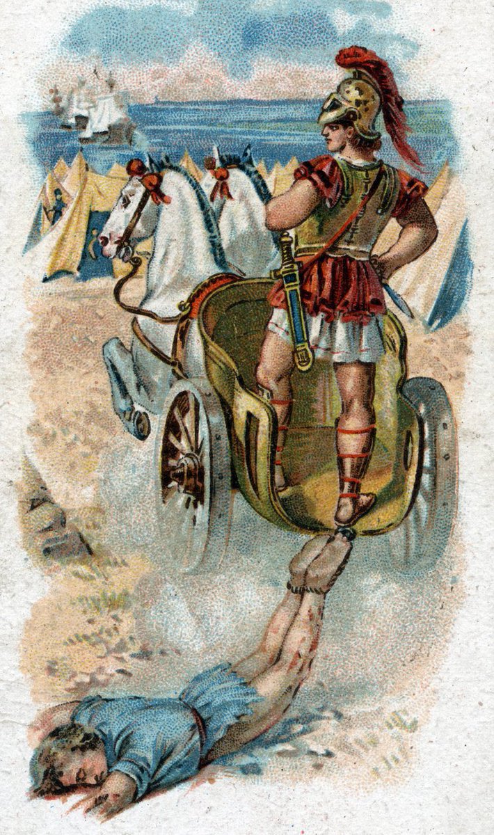 akhosilaos's tweet image. History of Achilles: Achilles Drags Hector's Body by Unknown Artist