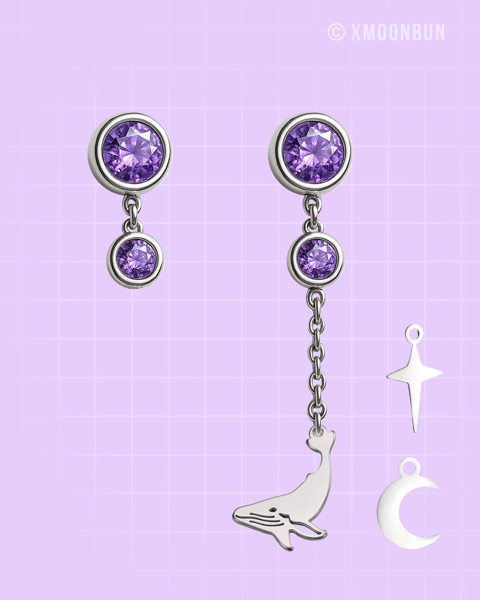xmoonbun's tweet image. [DESIGN DROP] BTS EARRINGS - Long &amp;amp;short  version 

Which one is your favorite? 

ABOUT:
• Material: Stainless steel w. silver plating
• purple zirconia stones
• charm: stainless steel

 #btsjewelry #kpopjewelry #btsearrings #jewelry #earrings #kpopearrings