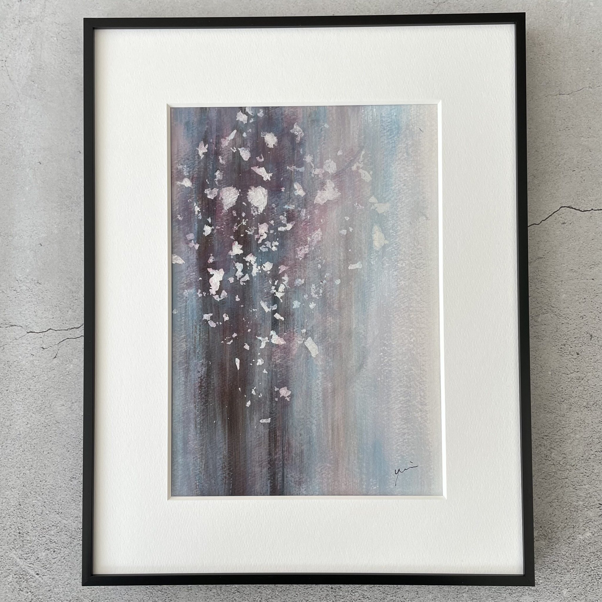 「穏やかな夜」絵画　ハンドメイド 夜雨の鏡像」 F6 和紙 #art #artwork #illustration #gallery