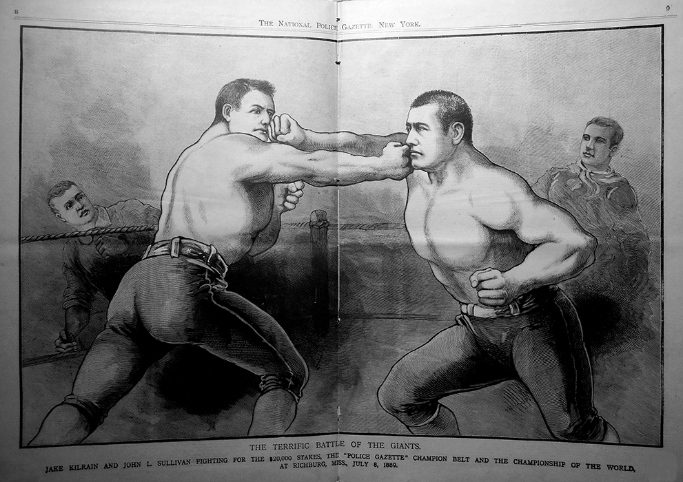 #OTD in <a href="/PoliceGazette/">Police Gazette</a> 1889: The Gazette reports on John L Sullivan's victory over Jake Kilrain for the Police Gazette World Heavyweight Championship and $20,000 (about $700,000 today).