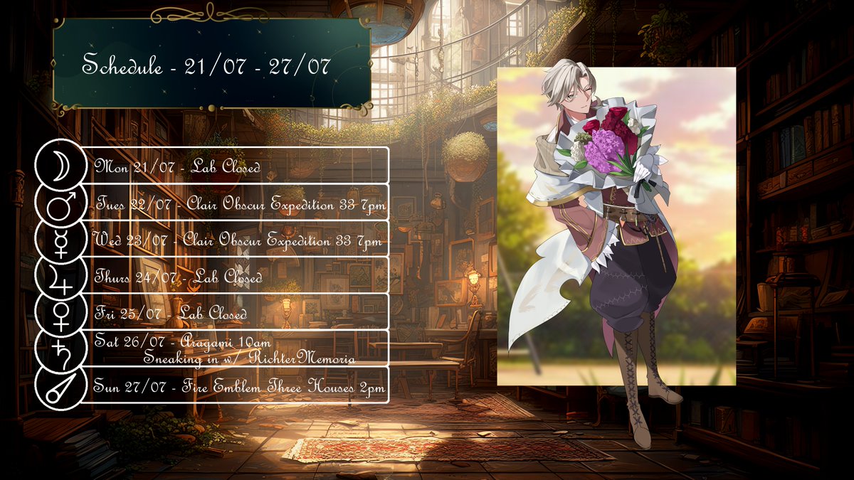 Kyr Hydragyr - Alchemist VTuber (Debut Apr2025!) (@kyrhydragyr) on Twitter photo Behold, a schedule! I've got the checklist for Expedition 33, so it's full steam ahead on completing the game! Saturday will see a return to Aragami with <a href="/RichterMemoria/">Richter Memoria 🐱🕵️ ⚙️Ace Detective⚙️</a>, and then on Sunday our romp across Fodlan continues in Three Houses! All times in AEST, see you there! Behold, a schedule! I've got the checklist for Expedition 33, so it's full steam ahead on completing the game! Saturday will see a return to Aragami with <a href="/RichterMemoria/">Richter Memoria 🐱🕵️ ⚙️Ace Detective⚙️</a>, and then on Sunday our romp across Fodlan continues in Three Houses! All times in AEST, see you there!