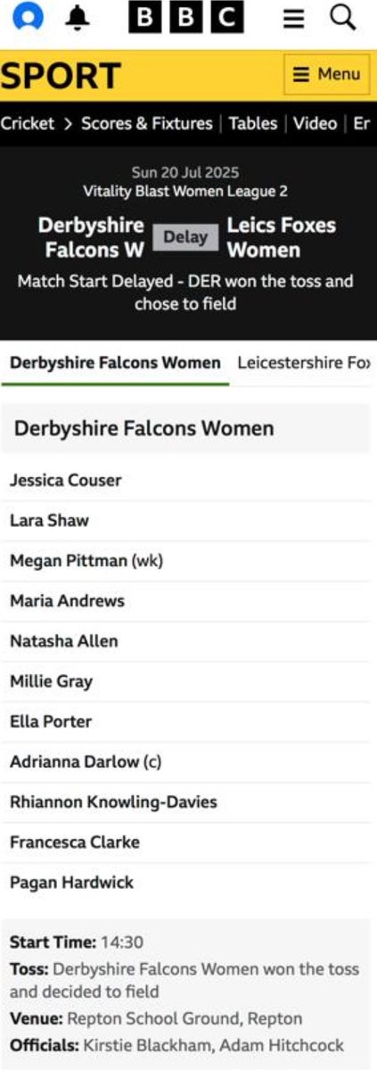 Go well <a href="/BlackhamKirsty/">BlackhamKirsty</a> 🏏