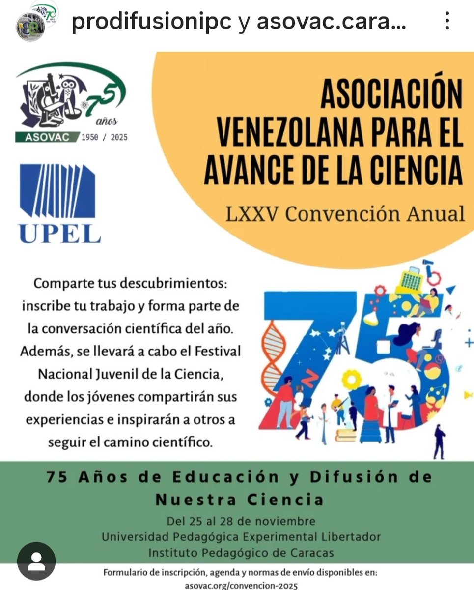 CacaitoPuro's tweet image. La Convención Anual de AsoVac @asovaccaracas, se va a realizar este año en el Instituto Pedagógico de Caracas entre el 25 y 28 de noviembre. ¡Los ipecistas estamos de fiesta!
Ya nos están invitando por @prodifusionipc y pueden seguirlos por Instagram.
instagram.com/p/DMGcp_wRUHH/…