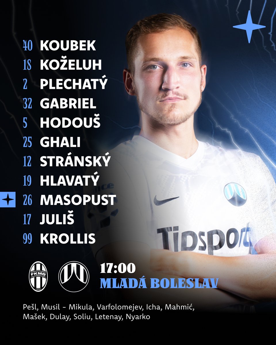 FCSlovanLiberec's tweet photo. Sestava #FCSL pro úvodní duel #MBLLIB. 
Absence: 
Kayondo, Špatenka, Krajčírik, Zyba, Knapík, Rýzek https://t.co/fije8YtiGN