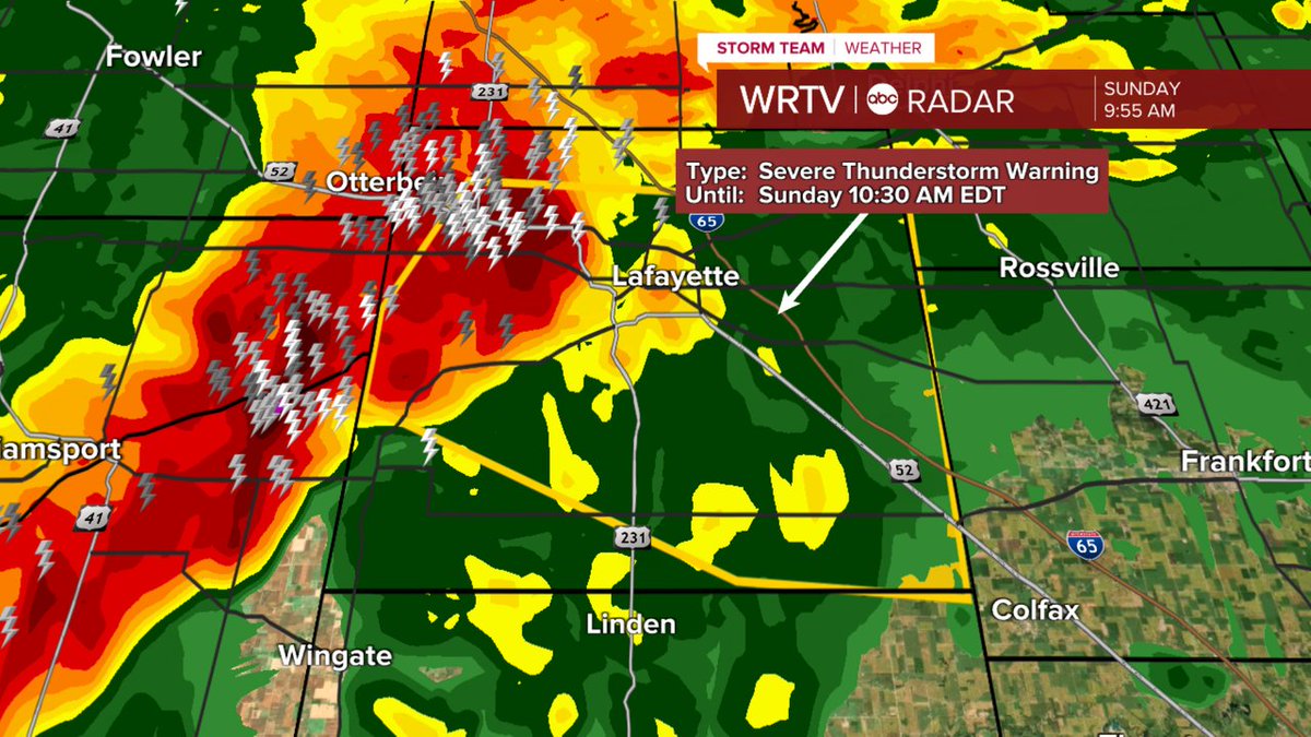 A Severe T'storm WARNING has been issued for Tippecanoe until Jul 20 10:30AM