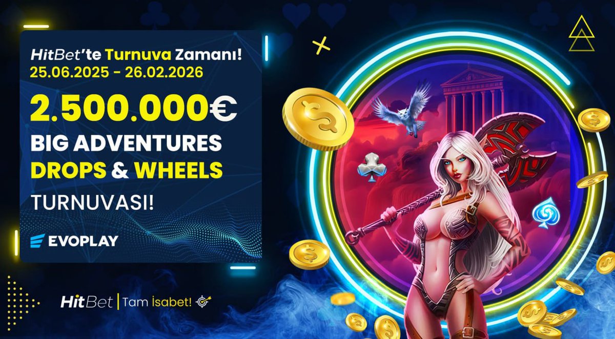 HitbetcomResmi's tweet image. ⭐️Hitbet&apos;te Evoplay Big Adventures Drops&amp;amp; Wheels Turnuvası Kazandırıyor! 

🏆  Toplam Ödül Havuzu 2.500.000€ 

👍 Evoplay sağlayıcısının turnuvasına hemen katılın büyük ödülde payınıza düşen kazancı yakalayın! 

#Hitbet #Tamisabet🎯