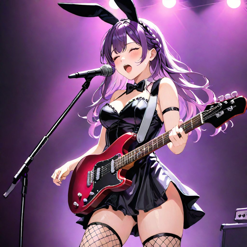 patarium1's tweet image. ＃AIイラスト #GodKnows
God Knows…といえば、バニ－スタイル、ギタ－、スタンドマイク…ということでリスペクト作成。
一番最初に出来上がったものが、なんかいいんじゃねという結果になりましたｗ