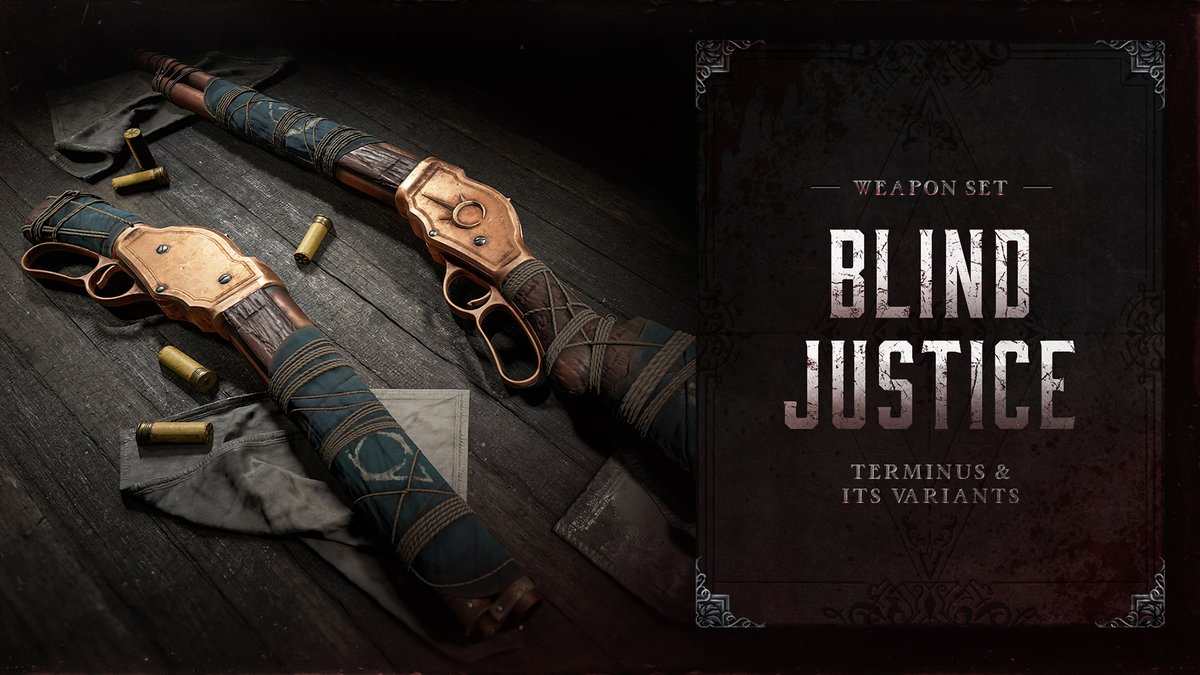 HuntShowdown's tweet image. Justice beneath the surface.
Unlock the Terminus-themed Blind Justice Set in the Battle Pass and channel the Prescient’s unshakable aim.