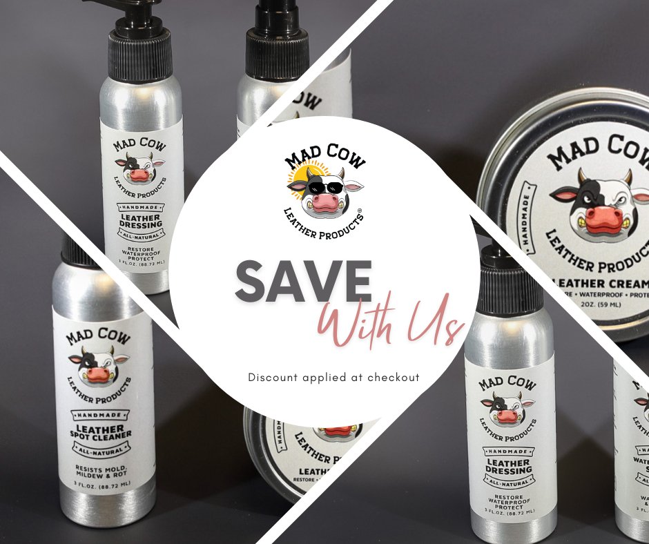 Always wanted to try all our products? Well now you can and save 35% with our Leather Care Bundle! Discount applied at checkout.
.
.
.
#TryMadCow #MadCowLeatherProducts #LeatherCare #LeatherCream #WaterproofSpray #LeatherDressing #LeatherSpotCleaner #LeatherCareBundle #Summer