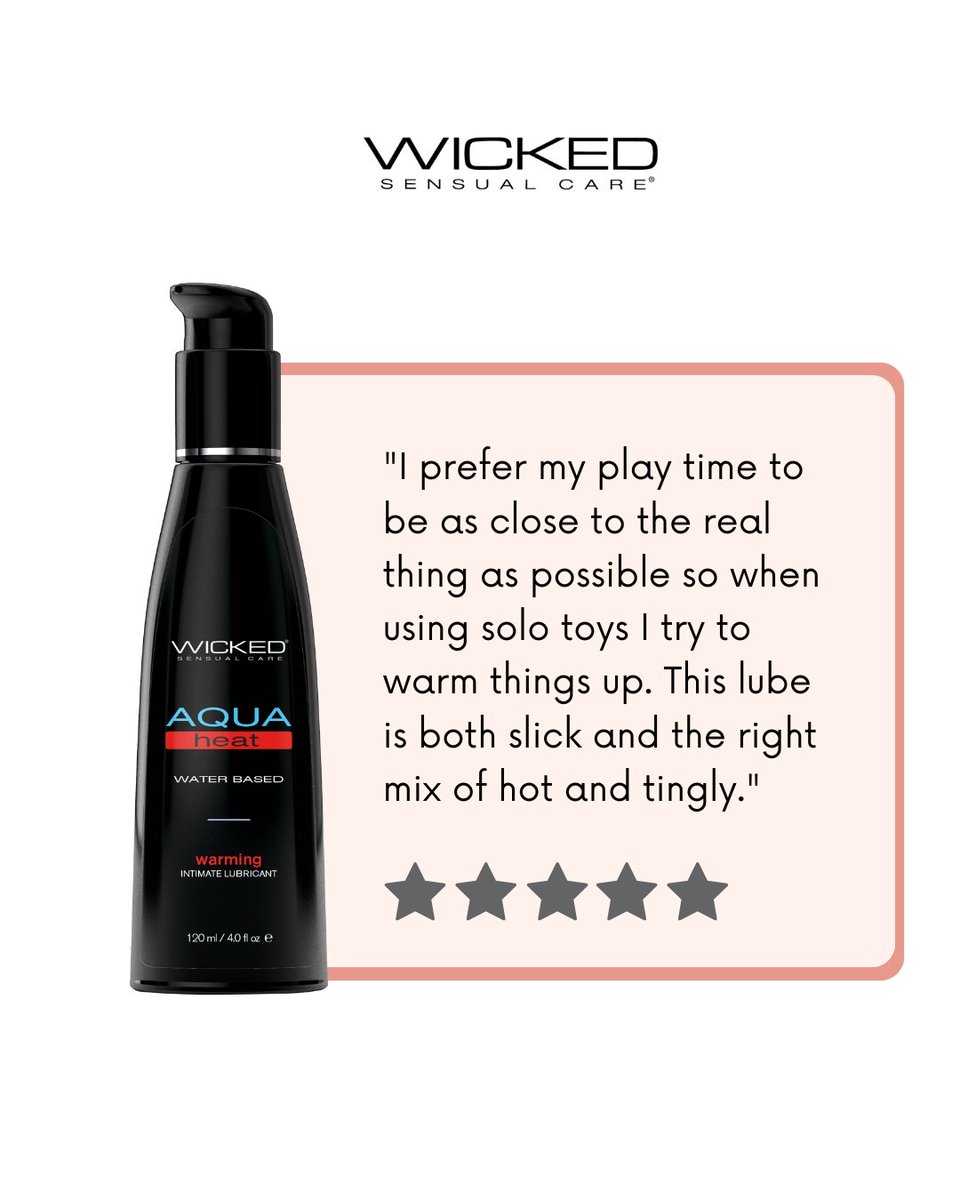 Solo play need a spark? Aqua Heat is “slick, hot, and the perfect mix of tingly goodness.”
 5 stars for a reason. Grab it at WickedSensualCare.com/product/aqua-h… #WickedSensualCare