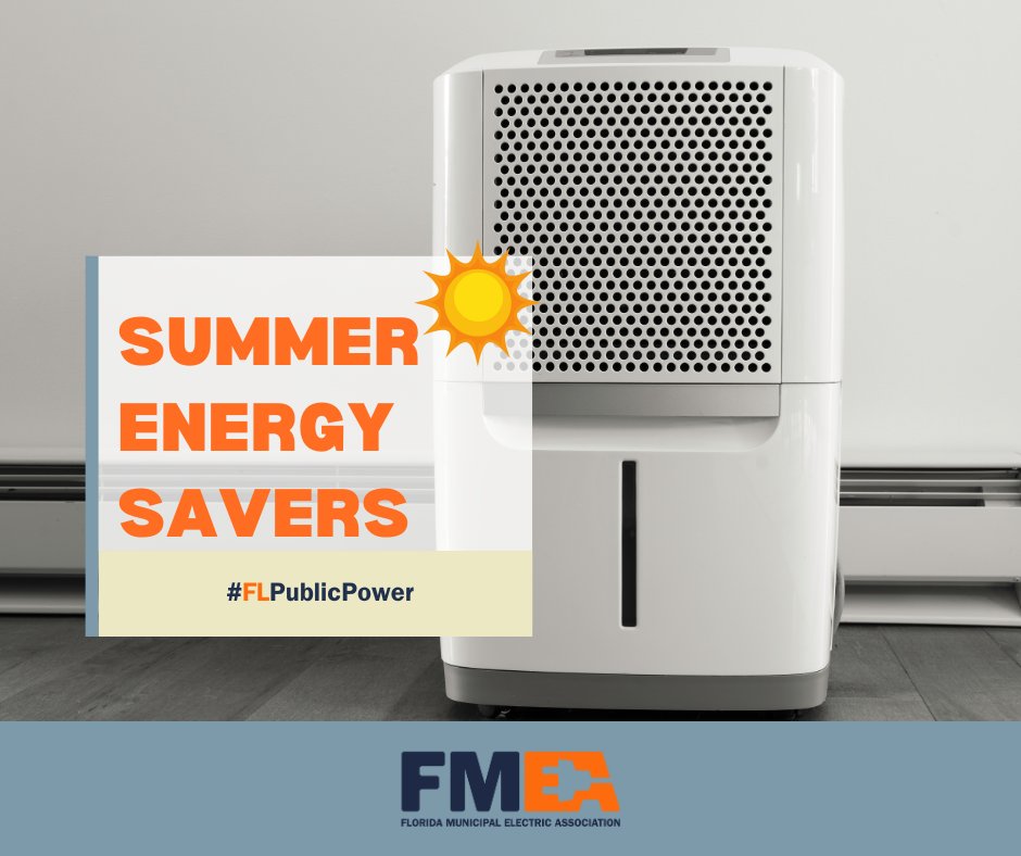 flpublicpower's tweet image. Summer is a great time to invest in an energy-efficient dehumidifier. In hot, humid climates like Florida’s, a dehumidifier is a perfect efficiency partner to your AC and a great way to lower humidity levels in your home. #FLPublicPower #PublicPower #EnergySaver