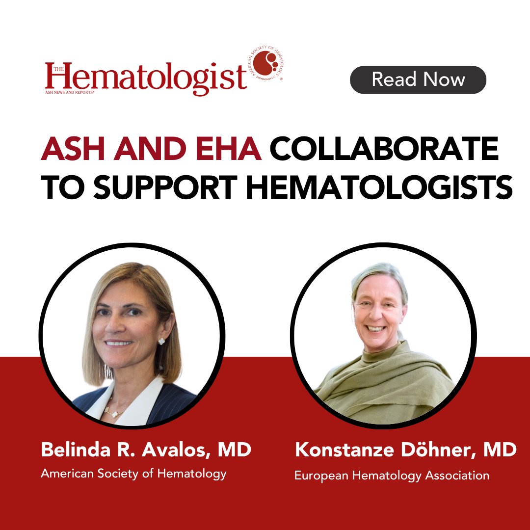 ASH_hematology's tweet image. Following the recent @EHA_Hematology Congress in Milan, ASH President @b_avalos_MD and EHA President Dr. Konstanze Döhner reflect on two decades of joint efforts — and the impact of sustained global collaboration in hematology.
🔗ow.ly/M0YS50WqKeG