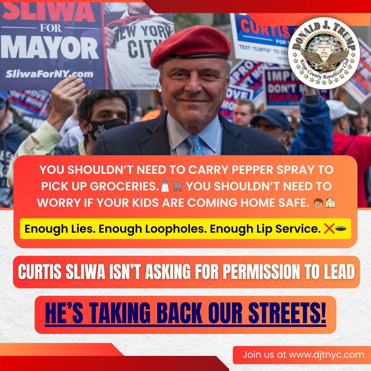 City Hall keeps making excuses while violence grows unchecked.
🛑 No more fake solutions.
🛑 No more “reimagining” safety while real people suffer.

Curtis Sliwa has walked these streets. Protected them. Fought for them.
And now he’s ready to FIX them — block by block, borough by