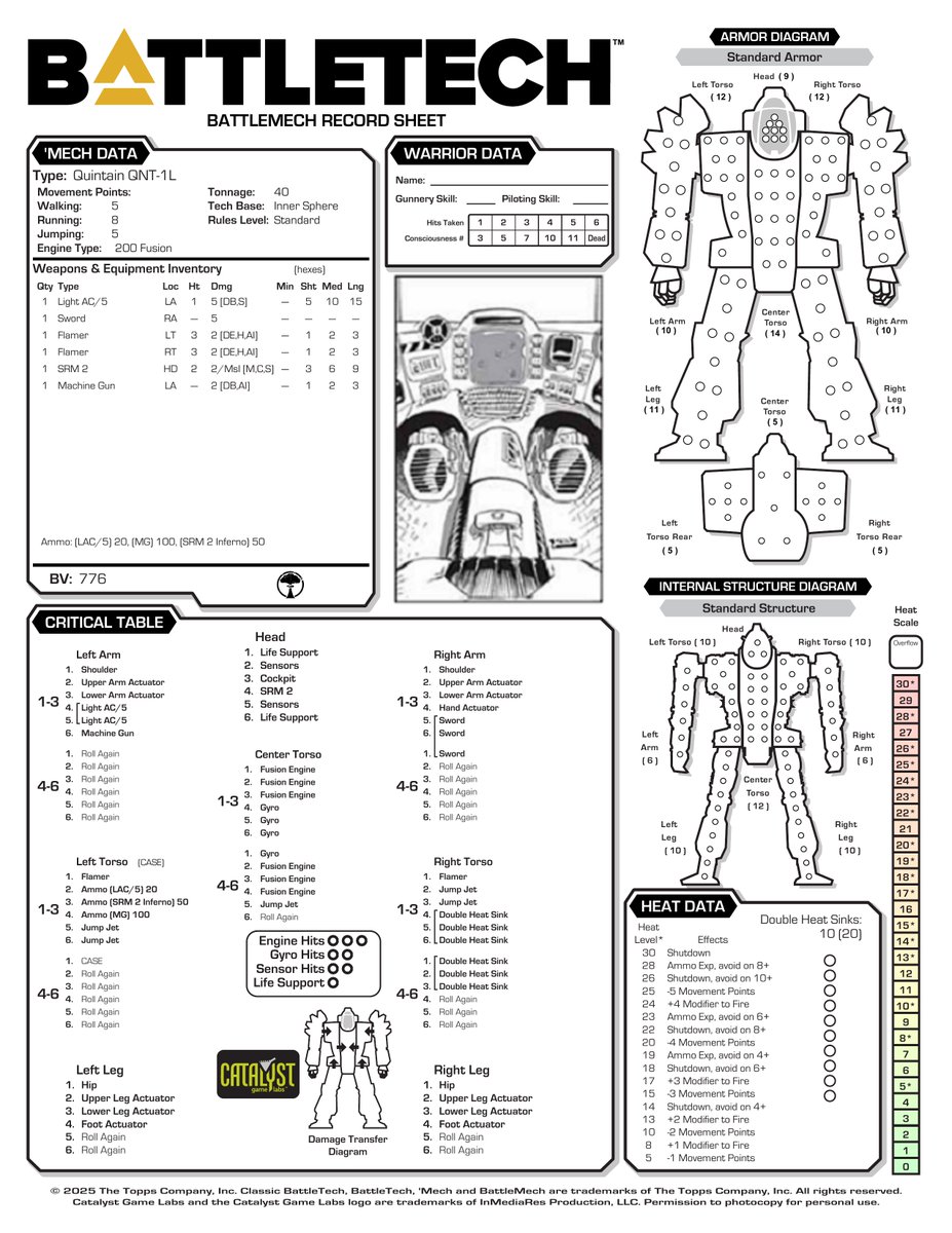 ardan_blade's tweet image. Perhaps the most insidious of the Quintain variants, the Liao model was not designed to serve the Capellan military, but to terrorize its citizens. Oft painted in FedCom colors, these Mechs would be deployed into restless areas to "remind" the locals of their hated foe.