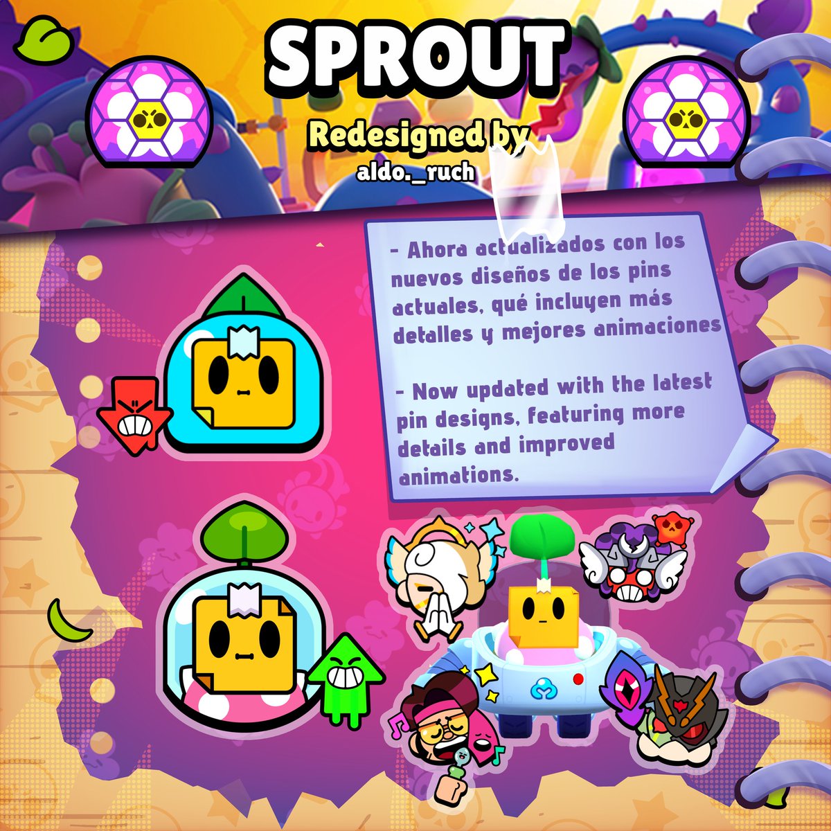 Rediseño a los pins de Sprout de brawl stars,pronto subiré los demás cosméticos🍃

¿Deseas ver el proceso de dibujo? Te invito a ver mi vídeo en 👉  
youtu.be/WIHY6-ALJfs?si…

#brawl_stars #fanart #plants