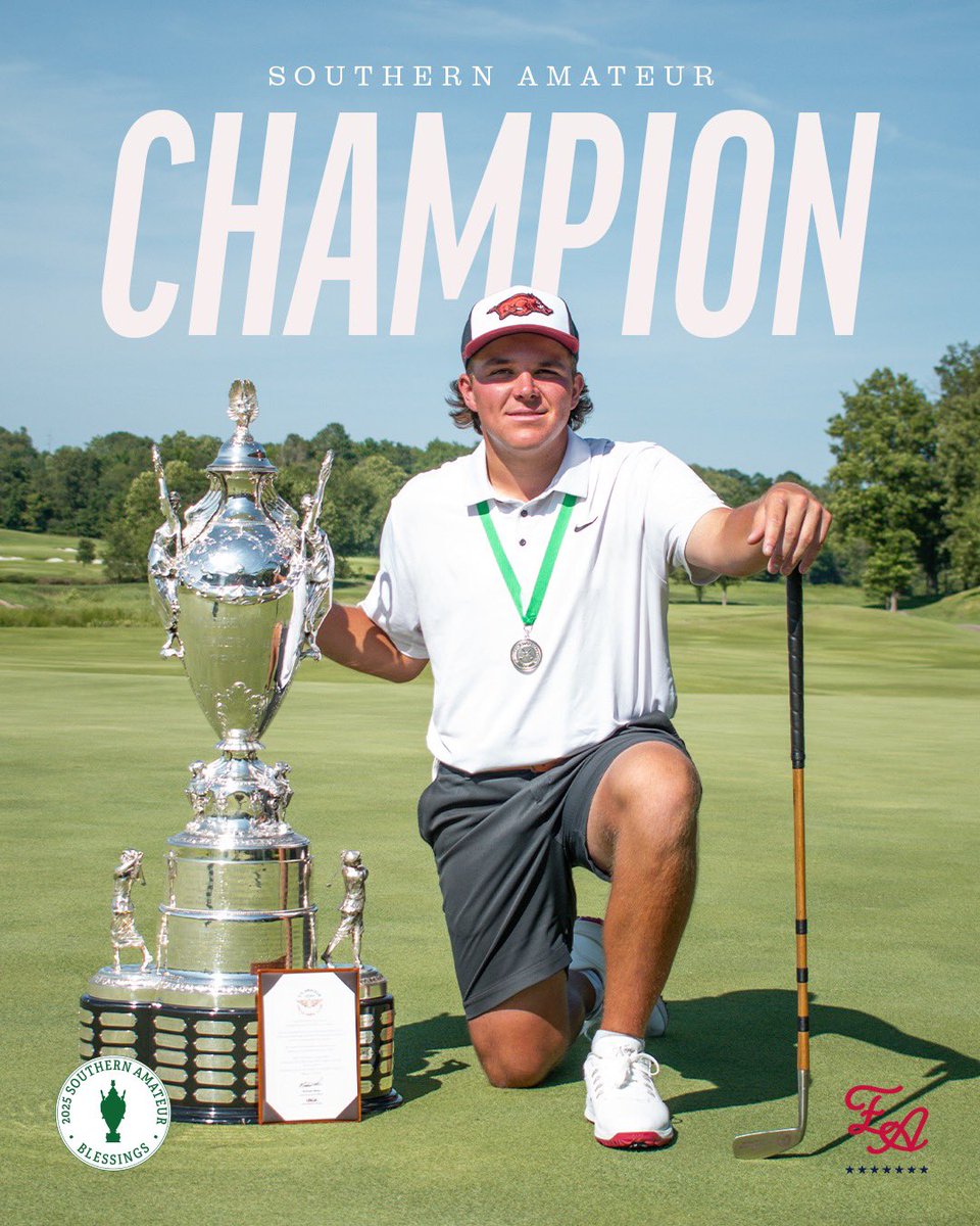 eliteamseries's tweet image. Big dub for Little John at The Blessings 🏆
The @RazorbackMGolf was the only player to card under par all four rounds, winning the #SouthernAm on his home course. @sgagolf
Daly II is climbing the Elite Amateur Cup standings.
Two events left. Updated rankings drop this week